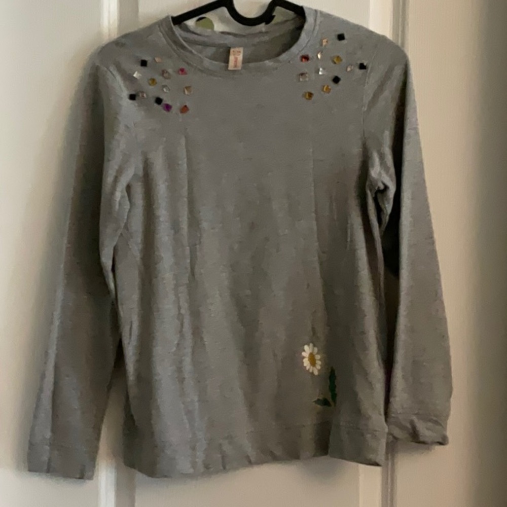 Mana Girl's Gray Sweatshirt with Embellishment Gems